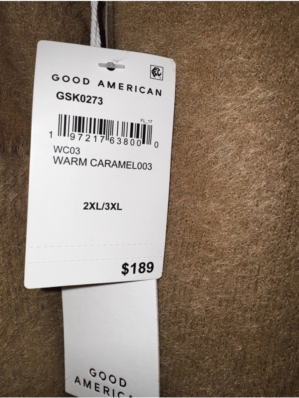 MWT Good American Button Cardigan Sweater - Camel Size 2/3XL - Picture 6 of 7